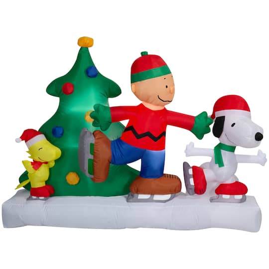 5ft. Airblown® Inflatable Peanuts® Skating Scene Christmas Light Décor